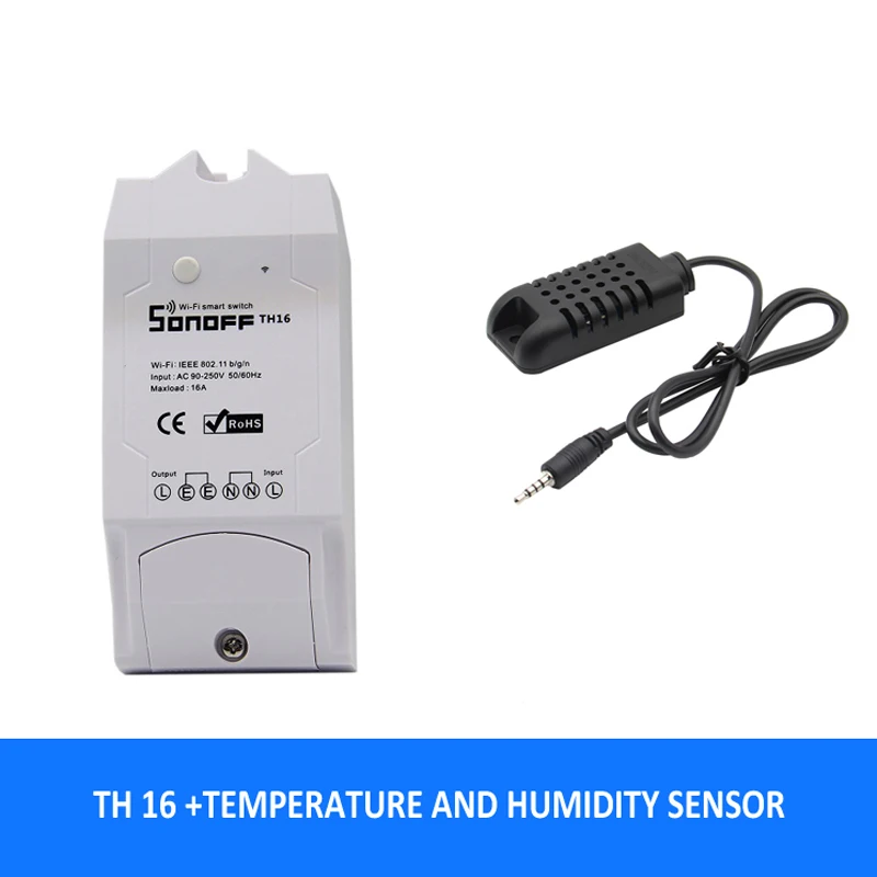 SONOFF TH16 DIY 16A 3500 Вт умный дом wifi беспроводной термостат температуры и влажности Модуль приложение пульт дистанционного управления розетка
