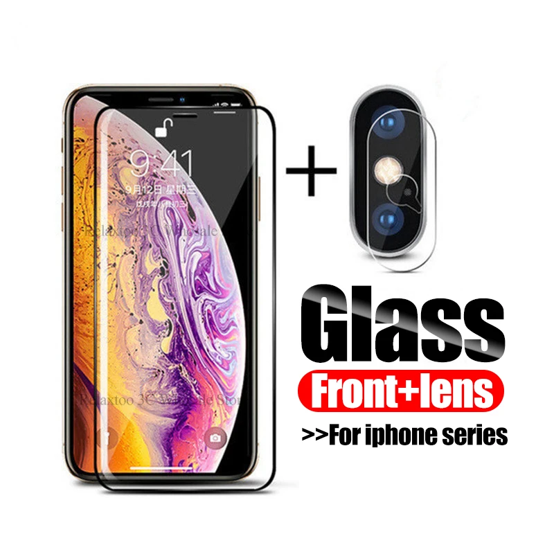 Закаленное стекло для объектива камеры 2 в 1 iphone x xs max xr 7 8 plus защита экрана на 7plus 10