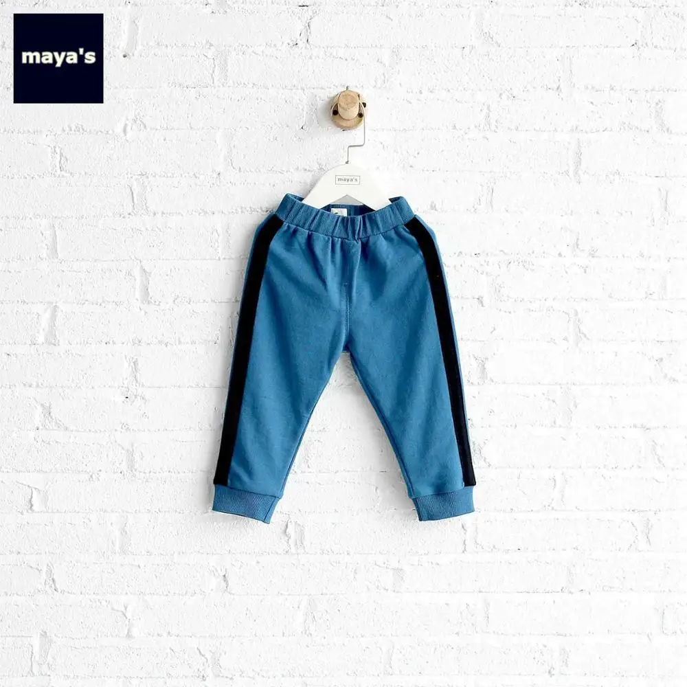 03 Blue Mayas/новые хлопковые полосатые штаны с боковыми вставками для детей; коллекция года; сезон весна; Новые повседневные дышащие мягкие брюки для малышей; базовая одежда для детей; 81001 - Цвет: 03 Blue