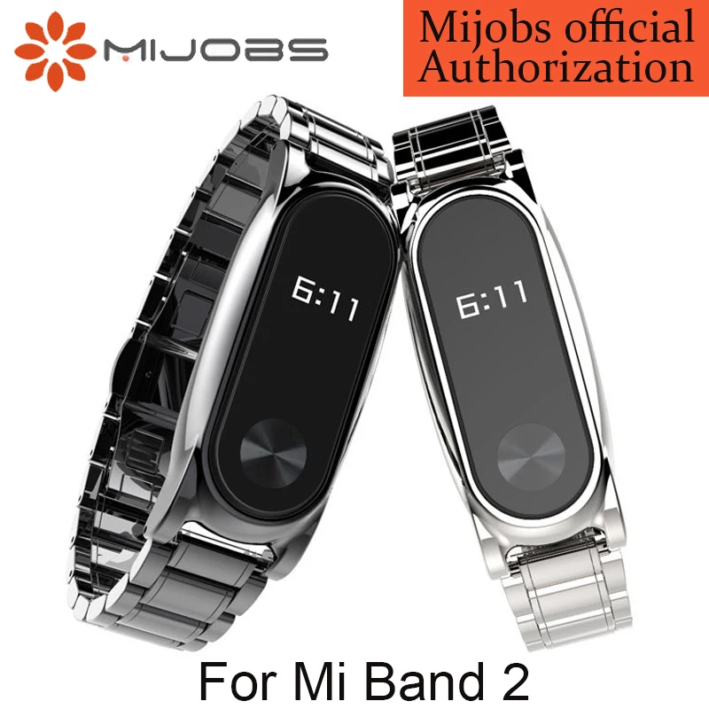 Металлический ремешок Mijobs для оригинального Xiaomi Mi Band 2 из нержавеющей стали