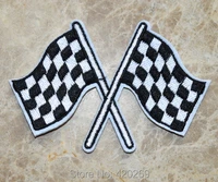 black white grid checkered flag chequered auto car racing race iron on patches patchappliques made of cloth100 quality