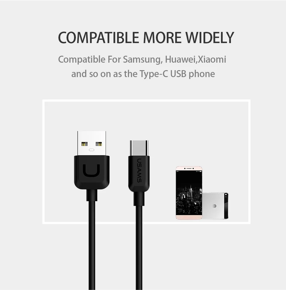 10 шт./лот USAMS usb type C кабель type-C кабель для samsung Gaxaly S8 Plus huawei Xiaomi mi6 mi5 oneplus 5 USB-C кабель для зарядного устройства