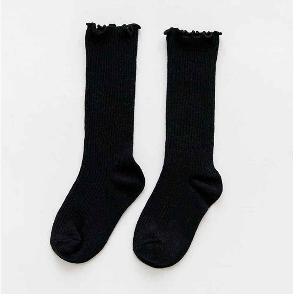 Милые хлопковые однотонные теплые высокие носки до колена для маленьких девочек