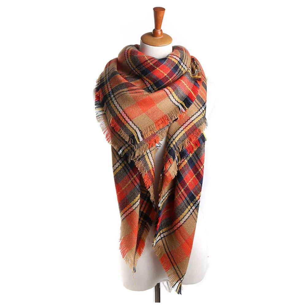 

Women Scarf High Quality Ladies Autumn Colored Grid Shawl Collar Long Printing Plaid Scarf Winter 2018 luxo Warm 18Oct5