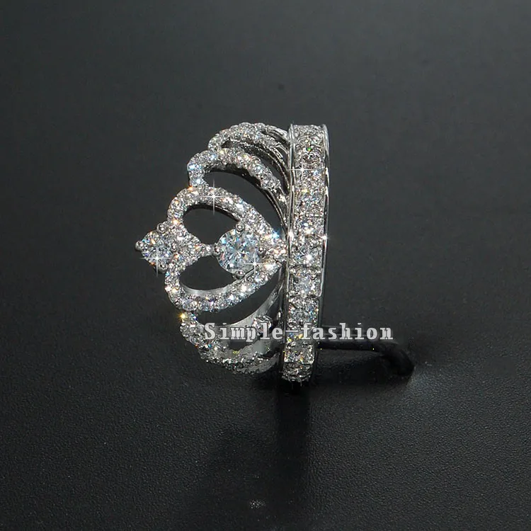 Vecalon Crown Style Women Fashion Jewelry ring AAAAA Zircon Cz 925 Sterling Silver Engagement wedding Band for women | Украшения и