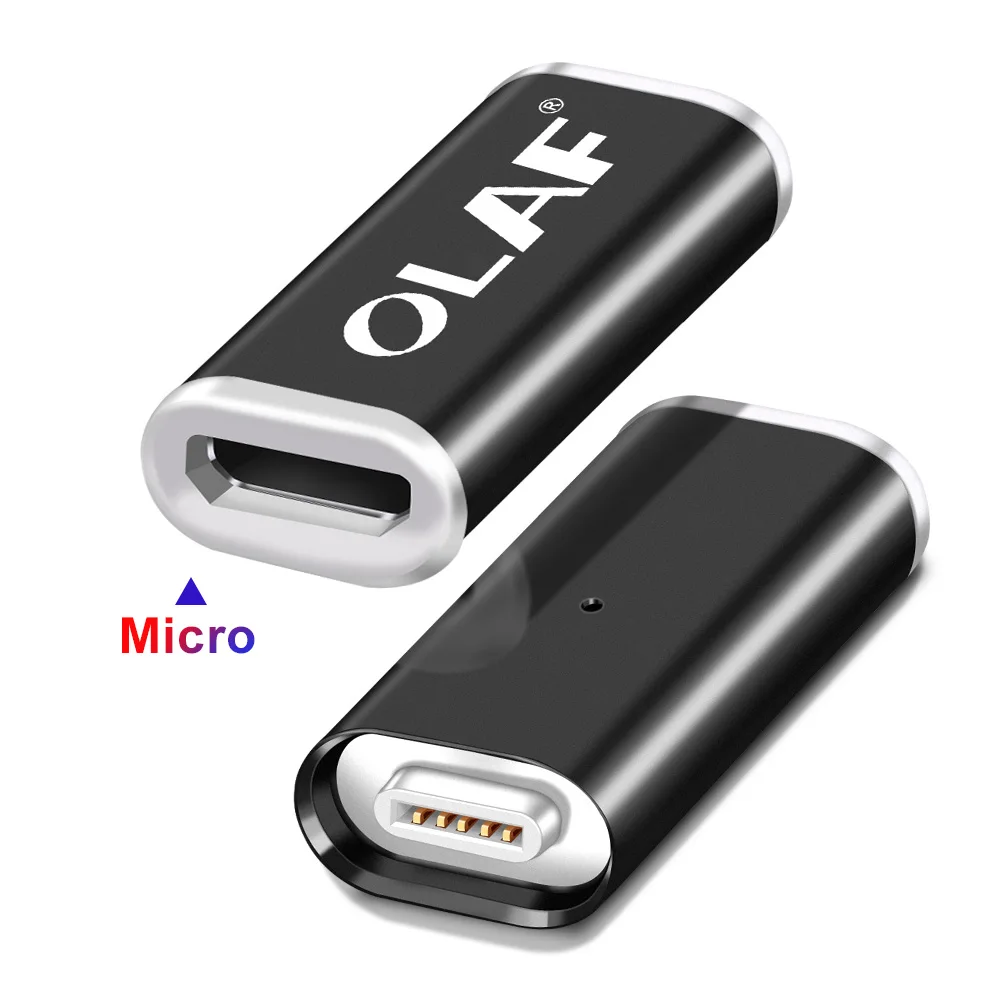 Black Micro Олаф Магнитный адаптер для телефона Micro USB/type C для зарядного устройства для iphone 7 X XR XS Max адаптер для преобразования для samsung S8 S9 Plus - Цвет: Black Micro