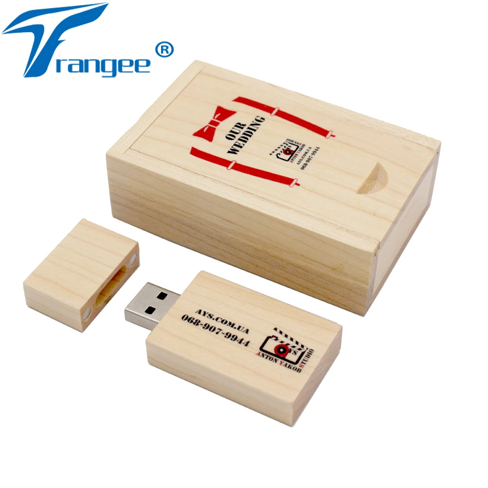 Trangee 10PCS/LOT Maple USB Flash Drive 4GB 8GB 16gb 32gb Wooden Pen Memory Stick Wood Box Free Custom Logo Printing | Компьютеры и