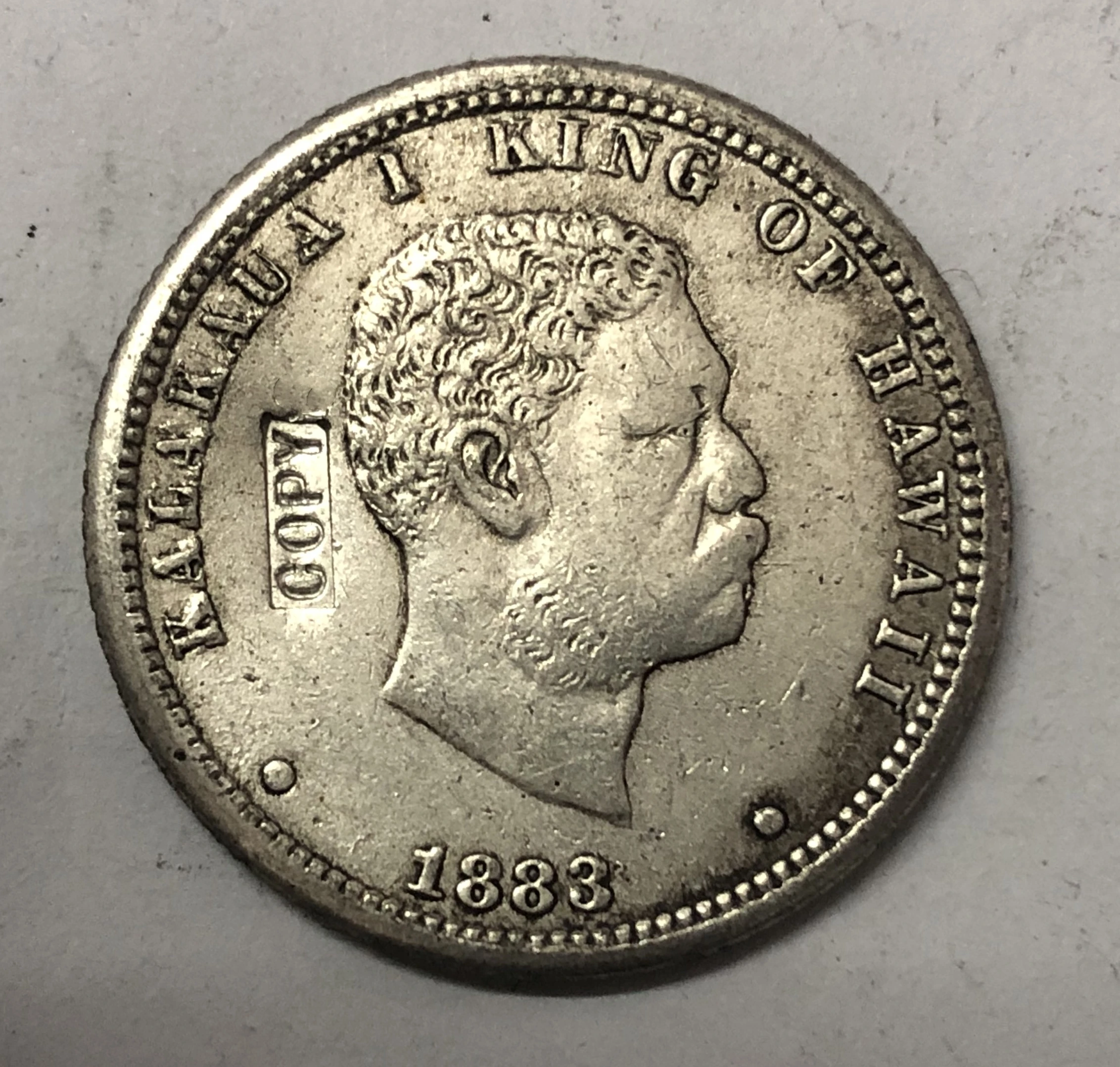 1883 Гавайи 1/4 доллар Посеребренная монета КОПИЯ