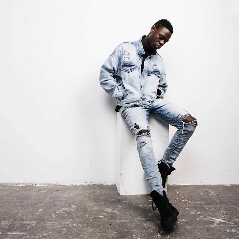 Модные новые 2016 оригинальный дизайн рваные джинсы джоггеры брендовые роскошные