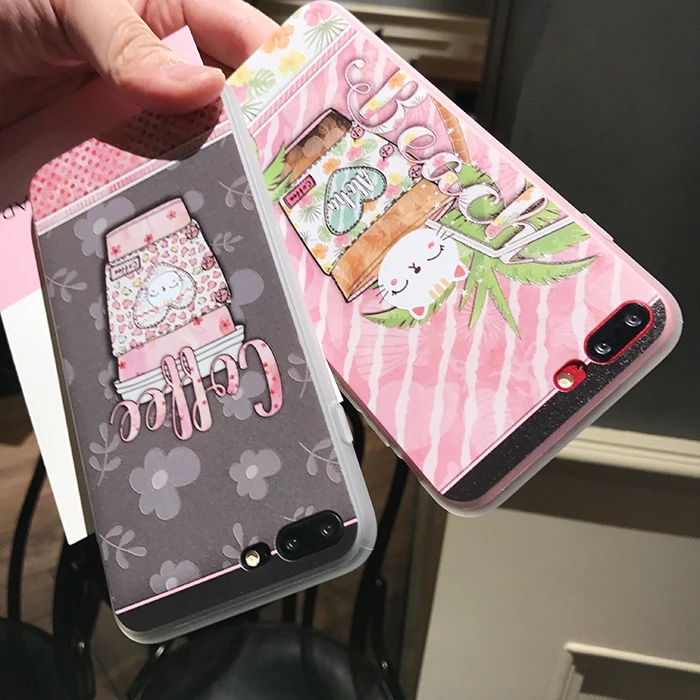 Wmzsucc милый мультфильм Кофе шаблоны Cat Прозрачный чехол для iPhone 6 6S 8 плюс 7 мягкий