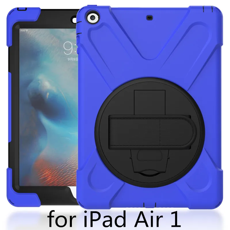 Чехол для Apple iPad Air 1 2013 release A1474 A1475 A1476 shell, ZAIWJ Safe Kids Armor на Мягкий противоударный силиконовый+ жесткий чехол - Цвет: dark blue hai dao 5