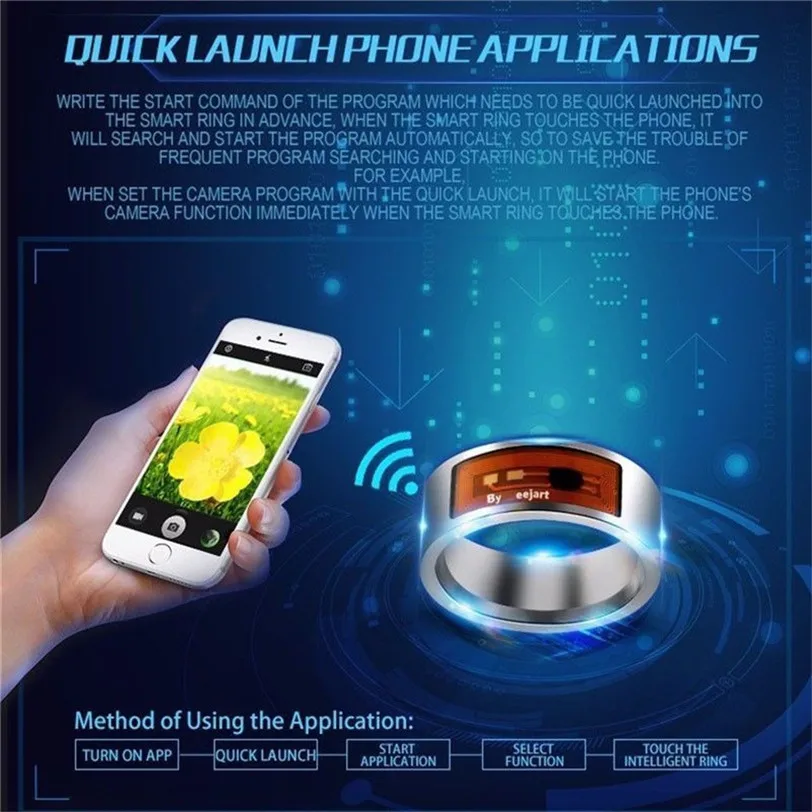 Волшебное умное кольцо NFC многофункциональное водонепроницаемое для пальца