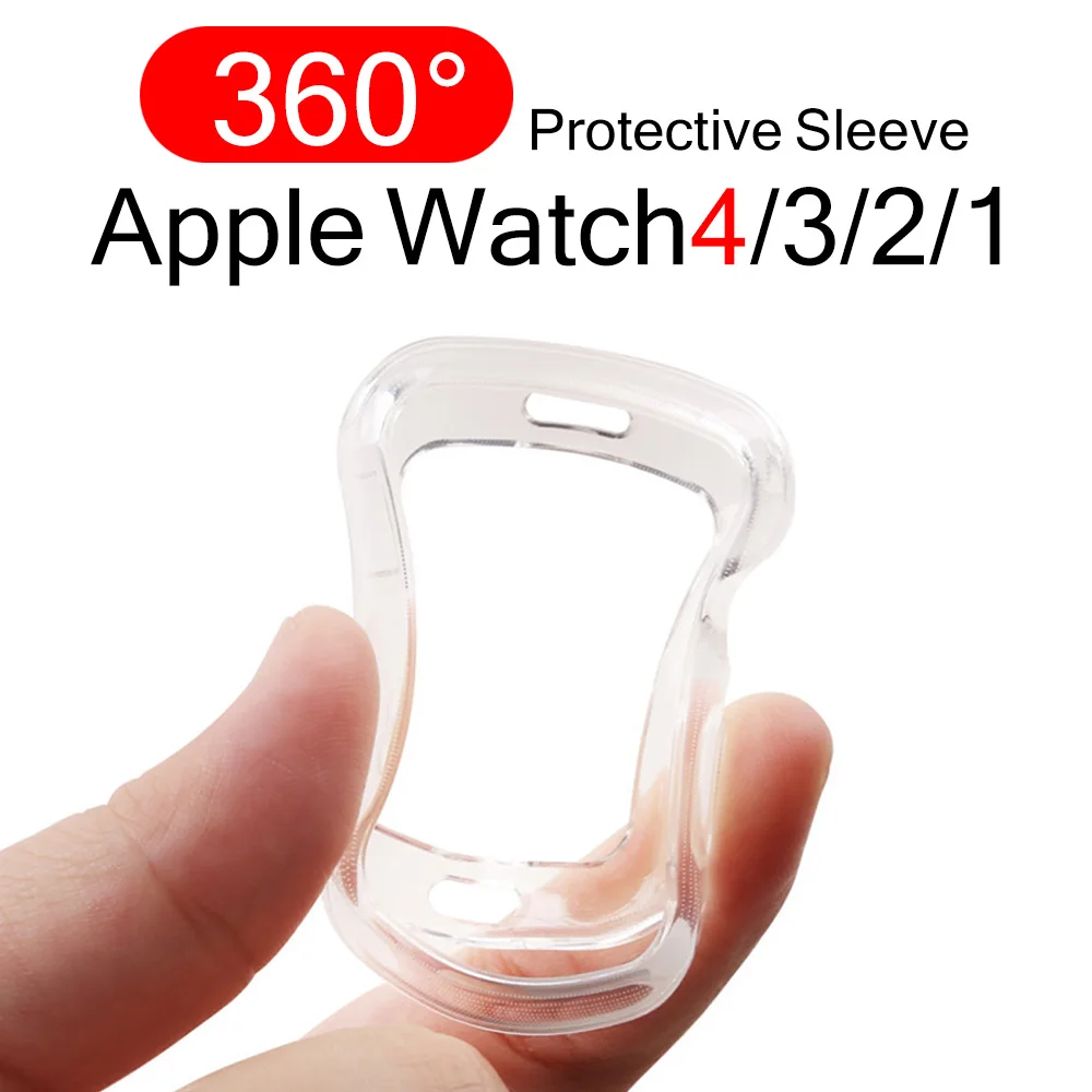 Новый прозрачный чехол подходит для apple watch серии 1 2 3 38 мм 42 4 40 44 360 встроенный
