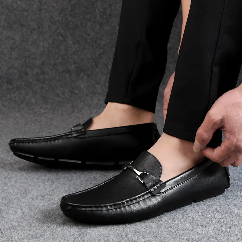 Italian Mens Shoes Casual Brands Slip On Formal Luxury Men Loafers Moccasins Genuine Leather Brown Driving | Обувь