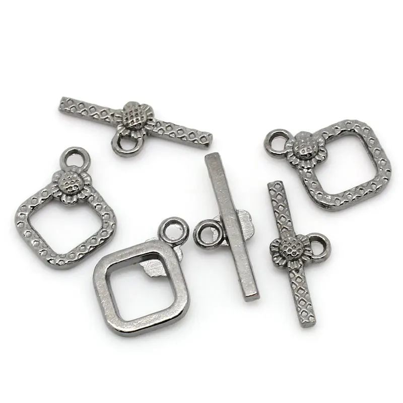 Toggle Clasps ромб из металлического сплава с цветочным узором 15 мм x 20 (5/8 &quotx 6/8&quot) 24 9 (1
