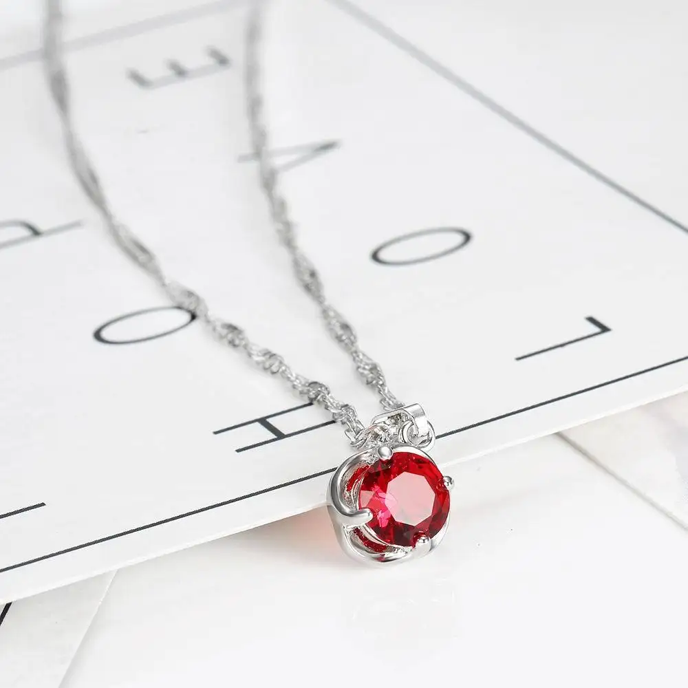Women's Wild Joker Chains of Clavicles Necklace Round Red CZ Pendant Temperament Lady's Jewelry | Украшения и аксессуары