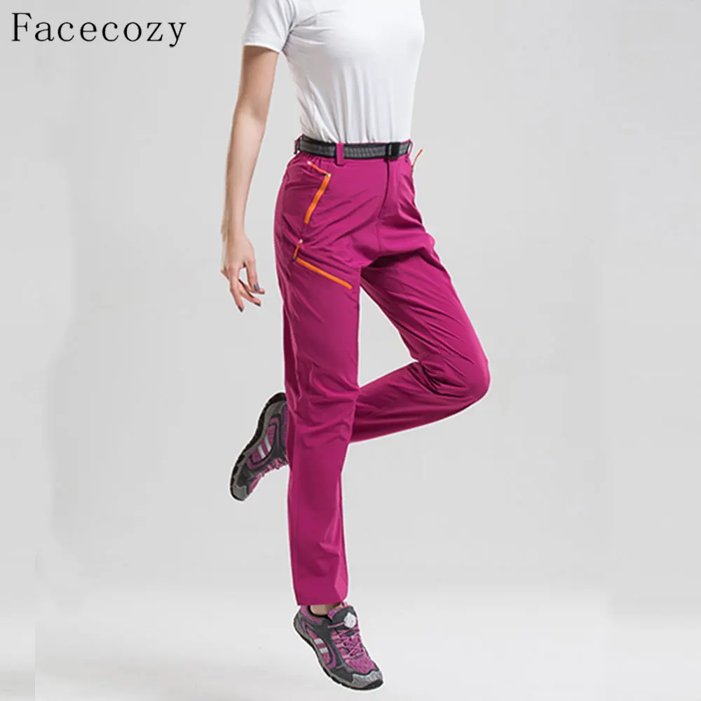 Women Rose Red Facecozy, женские быстросохнущие штаны для походов на открытом воздухе, тонкие дышащие обтягивающие брюки, летние и весенние спортивные штаны для альпинизма, рыбалки, спорта на открытом воздухе - Цвет: Women Rose Red