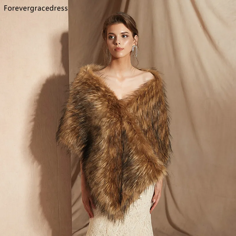 

Forevergracedress 2019 элегантная мягкая осенне-зимняя Свадебная накидка из искусственного меха для невесты болеро куртки Свадебные пальто шали шарф...