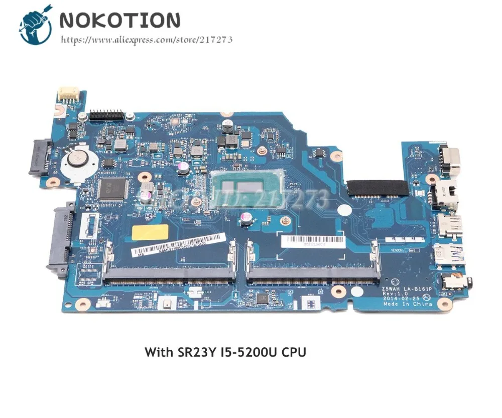 

NOKOTION For Acer aspire E5-571 E5-531 Laptop Motherboard NBML81100C NB.ML811.00C Z5WAH LA-B161P SR23Y I5-5200U CPU