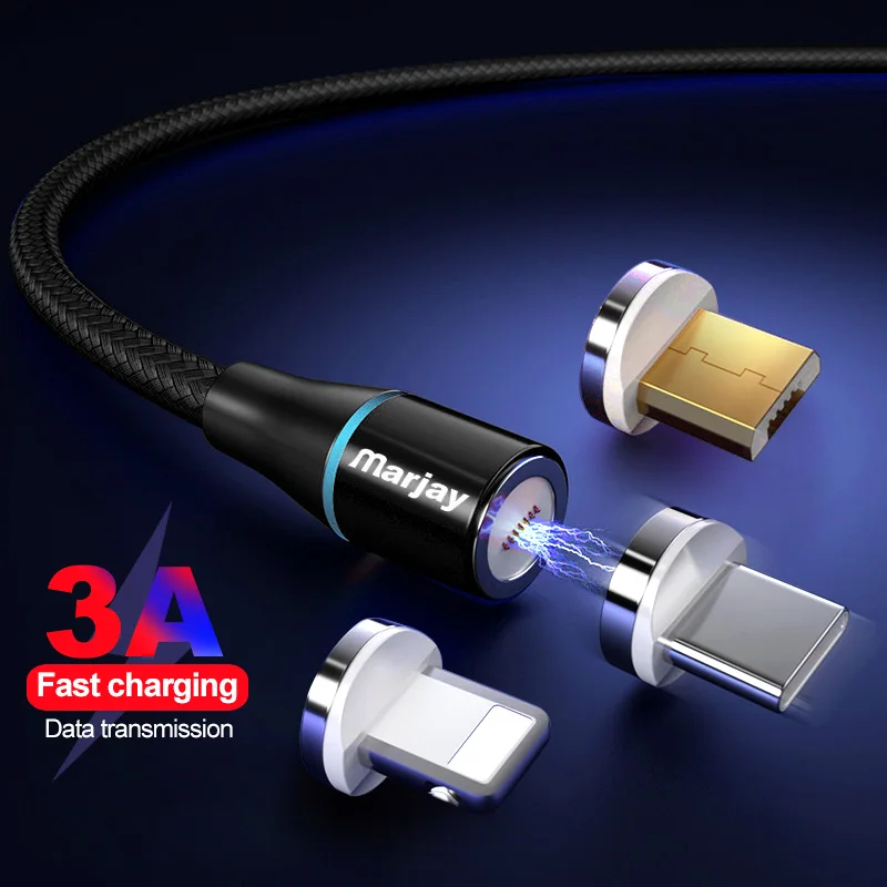 Магнитный кабель Marjay 2 м 3 А для быстрой зарядки 0 Micro USB Тип C iphone X Xs Max Samsung Xiaomi