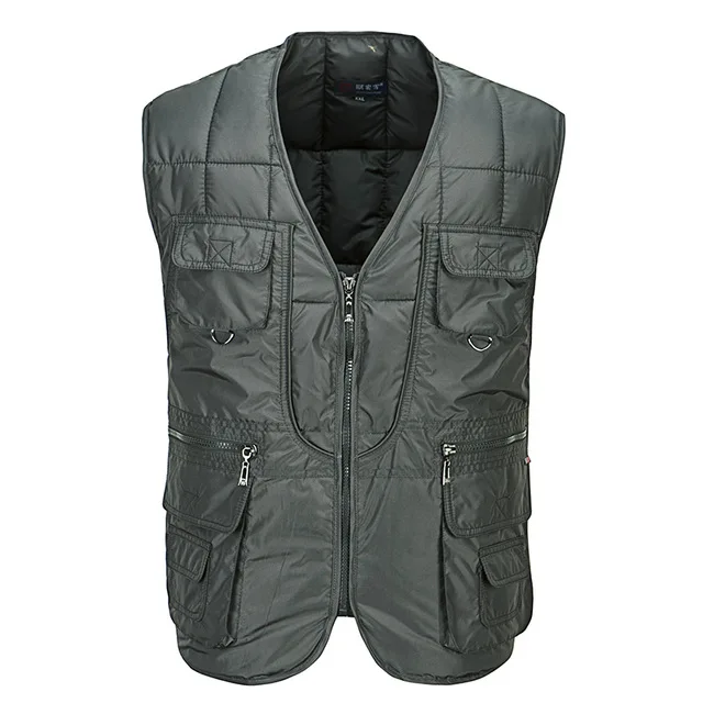

Winter Cotton Padded Thick Vest For Men With Many Pockets New Parka Casual Warm Hot Snow Tool Travel Waistcoat Sleeveless Jacket
