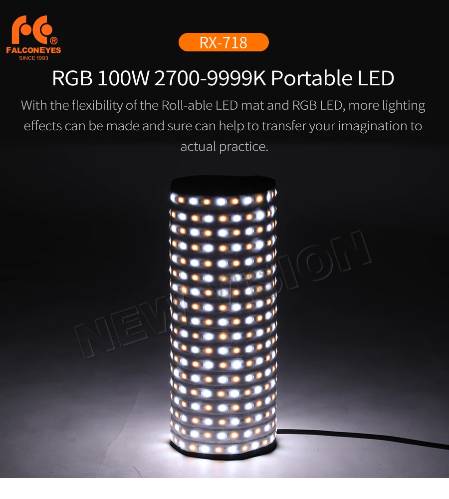 Falconeyes Roll Flex Series RX 718 100W RGB 2700 9999K LED Photo светильник с DMX 648pcs Flexible Photography Safety