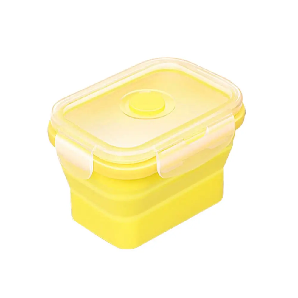 yellow 350ml Складной силиконовый Ланч-бокс складной для хранения корма контейнер складной Бенто-бокс миска для пикника кемпинга на открытом воздухе - Цвет: yellow 350ml