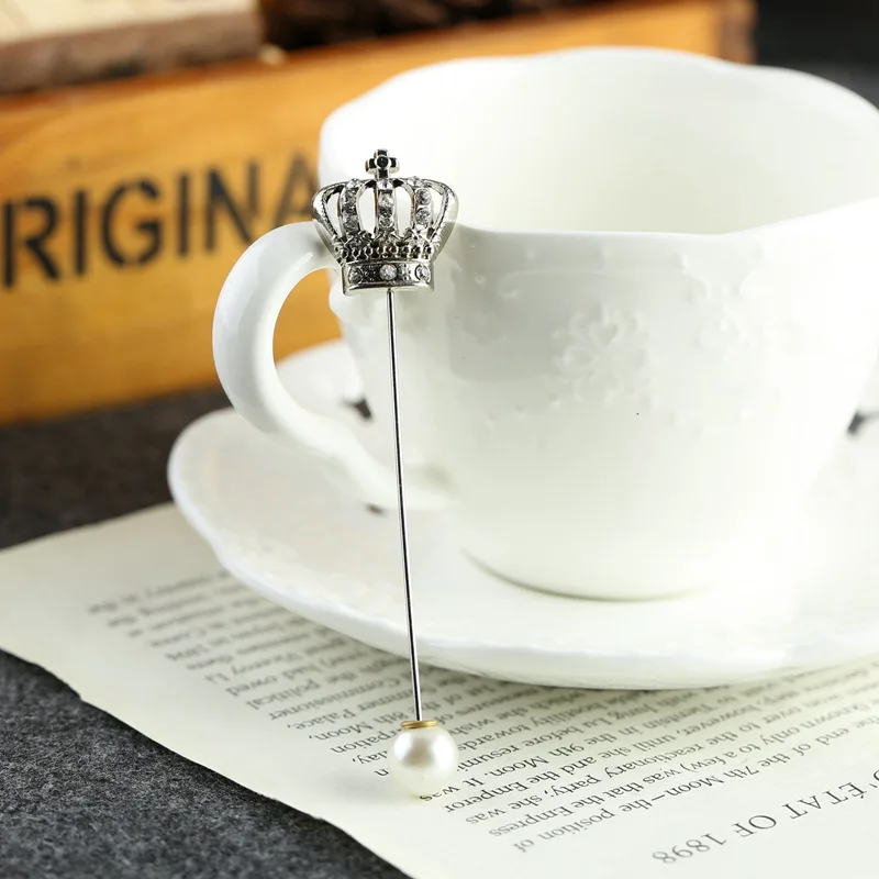 Британский Стиль Модные мужские женские золотые/Серебряная корона жемчужные