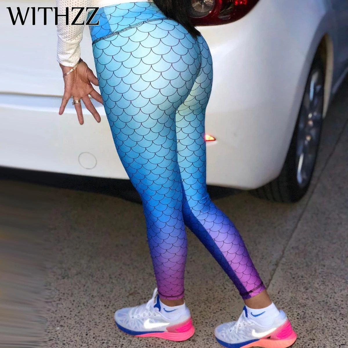 

WITHZZ Mermaid Print Leggings Pants Women Leggins Fitness Legins Workout Jeggings Sporting Athleisure Active Wear Sportleggings