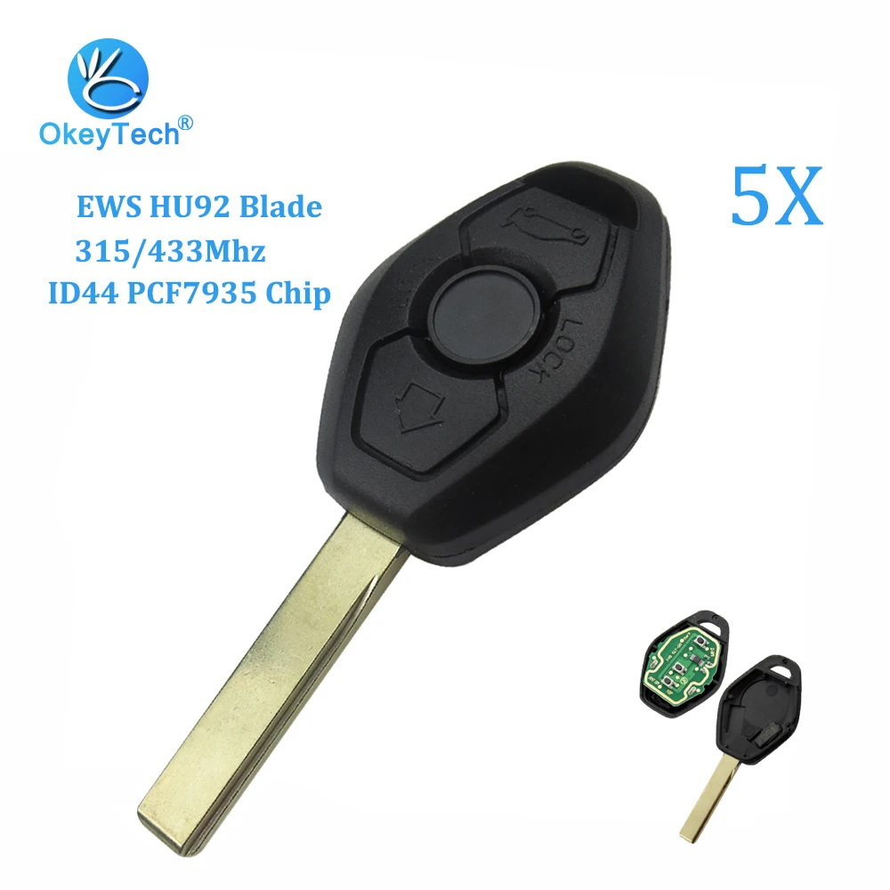 OkeTech 5 шт./лот HU92 Blade EWS система ID44 PCF7935 чип 315 МГц 433 Мгц дистанционный Автомобильный