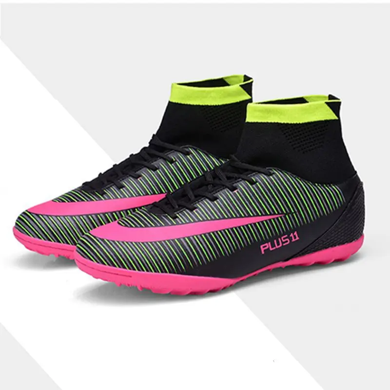 

Football Shoes Men Indoor Cleats Adults Breathable TF Soccer Shoes Training Sports Sneakers Shoes Soft Turf Futsal High Top Shoe