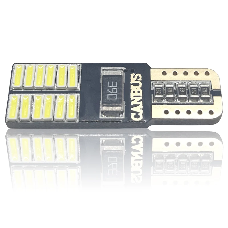 2 шт. лампа для багажника led T10 24 SMD 3014 чипов Больше цветов CanBus w5w подсветка