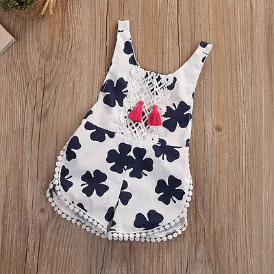 2017 летняя Милая Одежда для новорожденных девочек Комбинезон с Цветочным