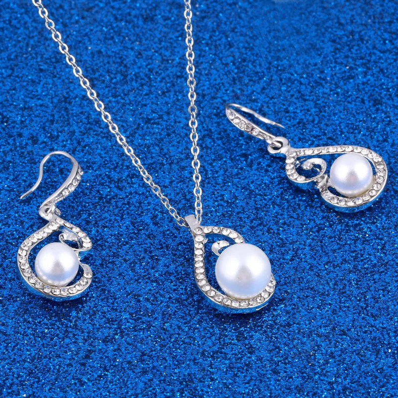 Женское колье с подвеской в виде капли воды|simulated pearl jewelry set|fashion setspearl set |