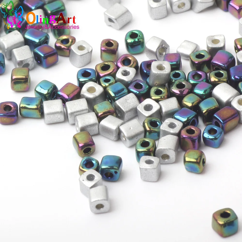 OlingArt 2019 новые смешанные цвета 3x4 мм квадратные стеклянные бусины 85 г трубки