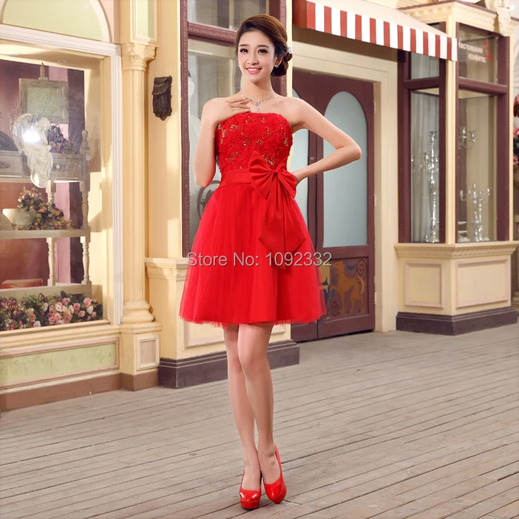 Женское свадебное платье размера плюс s красное короткое с открытой спиной на
