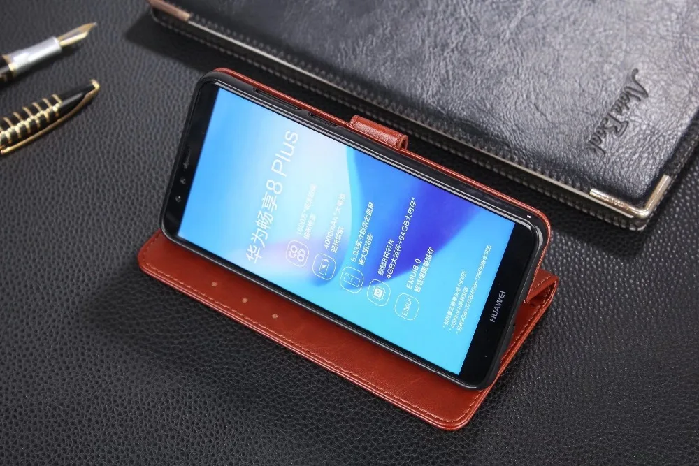 Роскошный кожаный чехол кошелек с подставкой в стиле ретро для Huawei Y9 2018 2019 на Y5 Prime
