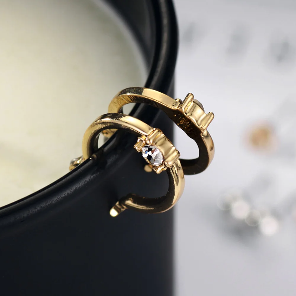 Серьги гвоздики Neoglory стразы из белого и золотого золота набор для женщин девушек