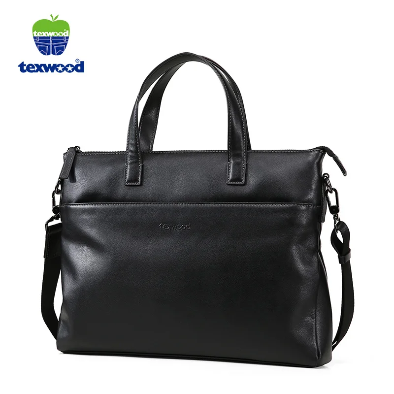 Texwood Genuine leather Business Briefcases handbags male shoulder bags high quality Natural skin men handbag Laptop bag | Багаж и сумки