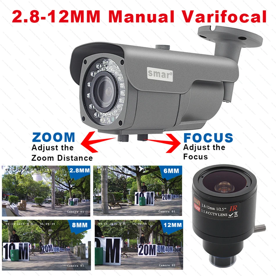 Smar наружная Водонепроницаемая ip-камера 1080P 4MP 2,8-12 мм объектив для домашней безопасности с ИК-фильтром ночного видения onvif-камера