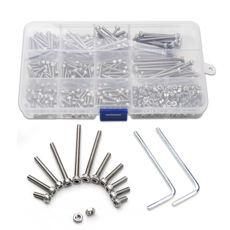 

440PCS M3 Screws 304 Stainless Steel Screws Cylinder Head Hexagon Hex Screw Bolt Kit with Wrench Furniture Fastener Kit