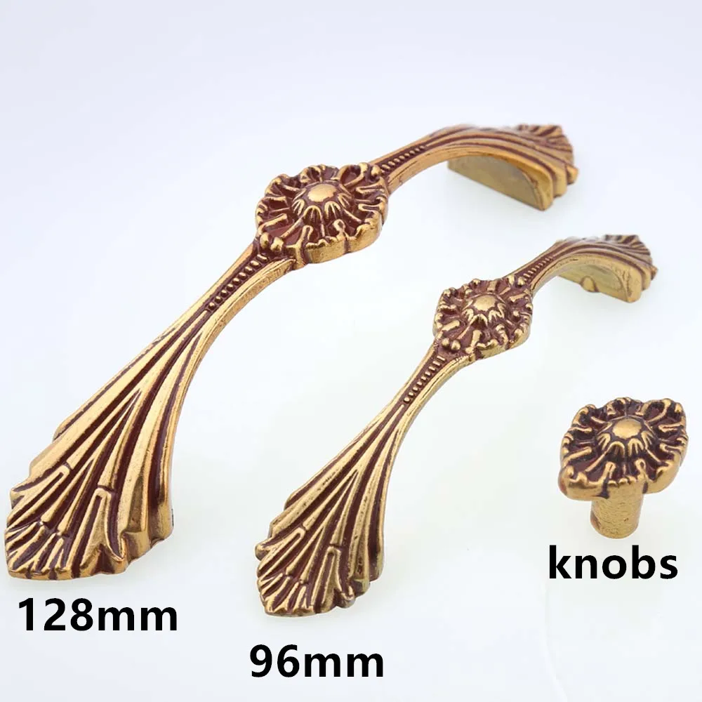 

128mm antique gold dresser kitchen cabinet dresser door handles 96mm europe brass drawer cabinet pulls knobs 5" retro handles