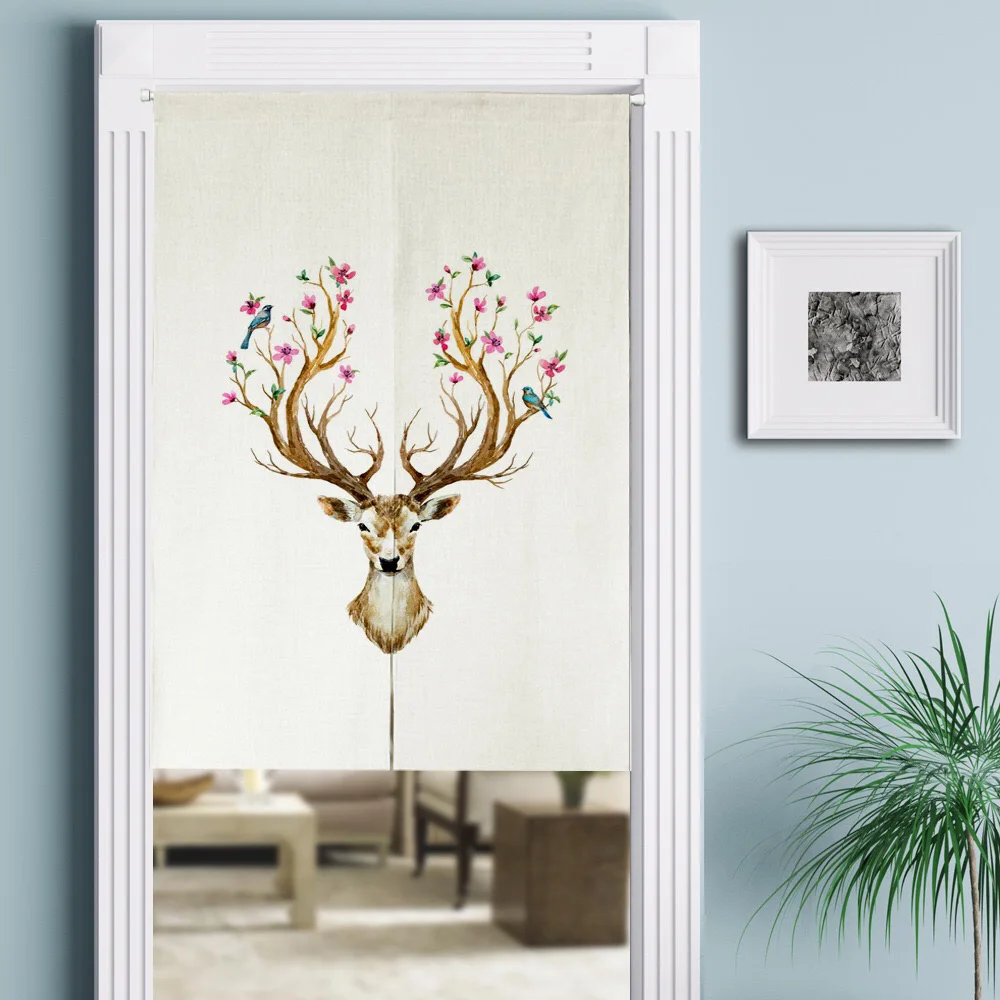 Винтажная домашняя занавеска с изображением дерева Птицы оленя японского