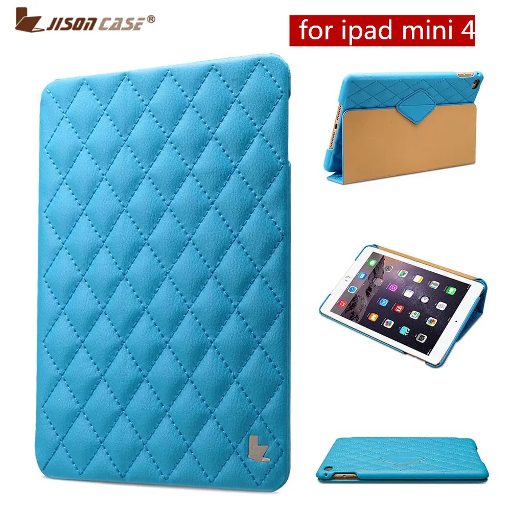 Jisoncase роскошный смарт чехол для iPad mini 4 стеганый ромбовидный кожаный магнитный с