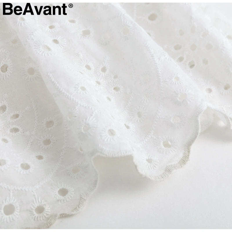 BeAvant, элегантная летняя хлопковая белая блузка, рубашка, Женская винтажная блузка с рюшами, женские топы с баской, Женская Открытая Майка с высокой талией