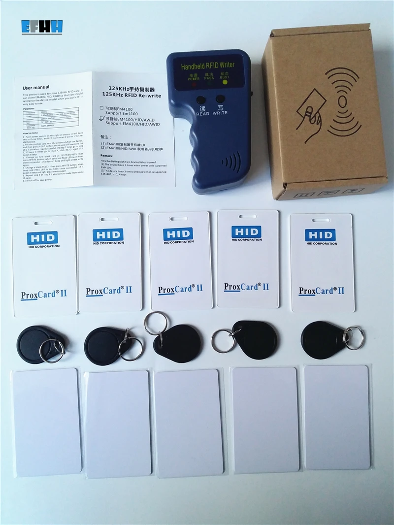 Ручной 125 кГц RFID Копир ID Reader писатель Дубликатор+ 10 шт перезаписываемых брелков EM4305/T5577 - Цвет: HID copier