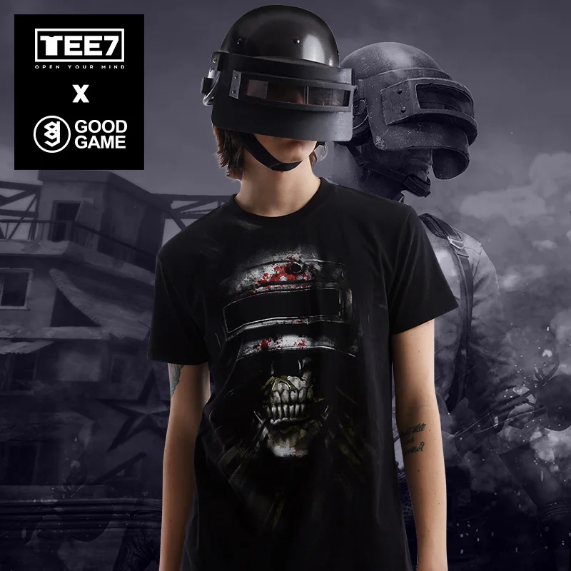 Футболка TEE7 playerunknown хлопковая футболка на шлем battlegrounds PUBG 3D с коротким рукавом