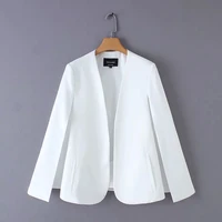 hot sale women split design cloak suit coat office lady black white jacket fashion streetwear casual loose outerwear tops c613