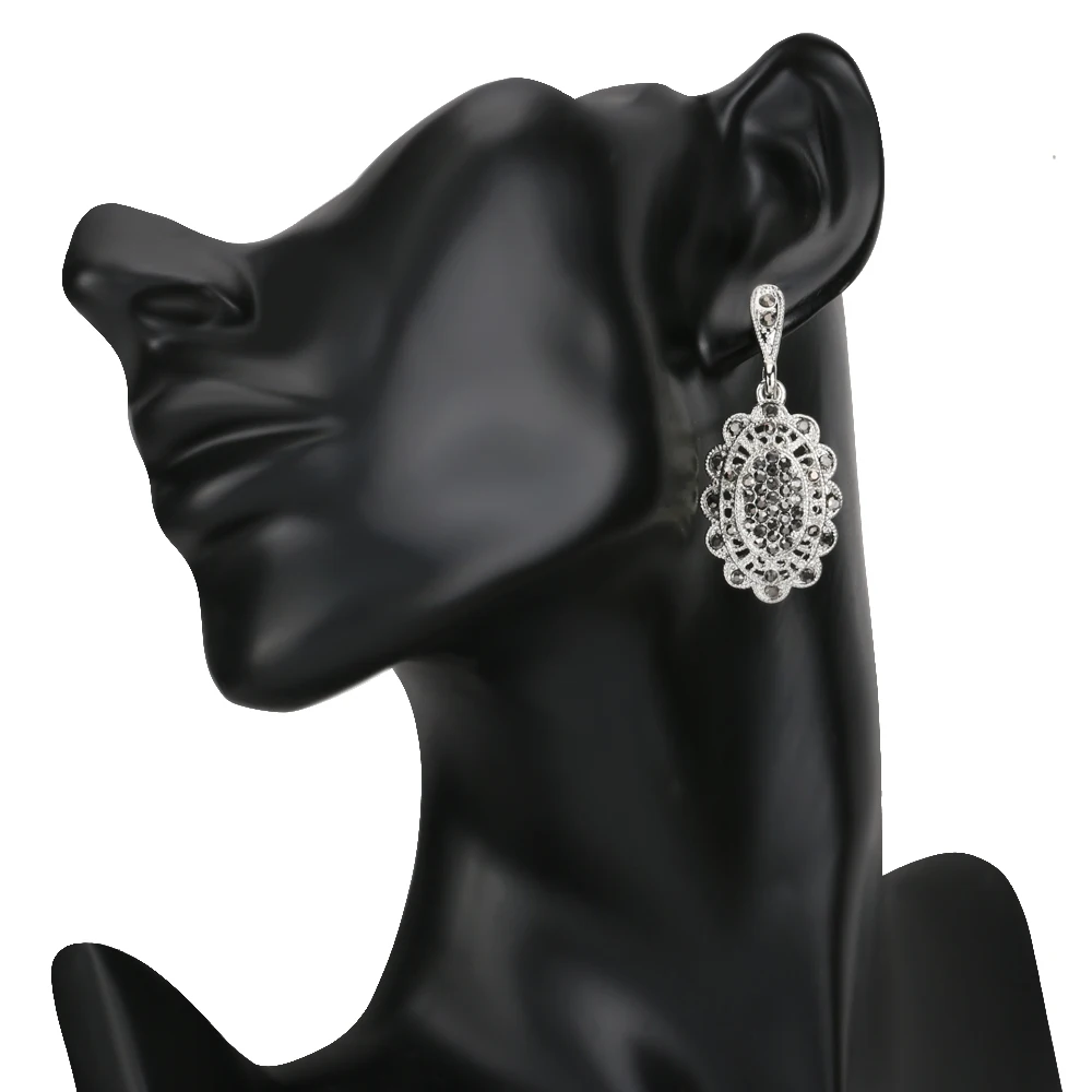 Kinel 4 шт./лот серые Кристаллы Модные Ювелирные наборы для женщин серебряные полые