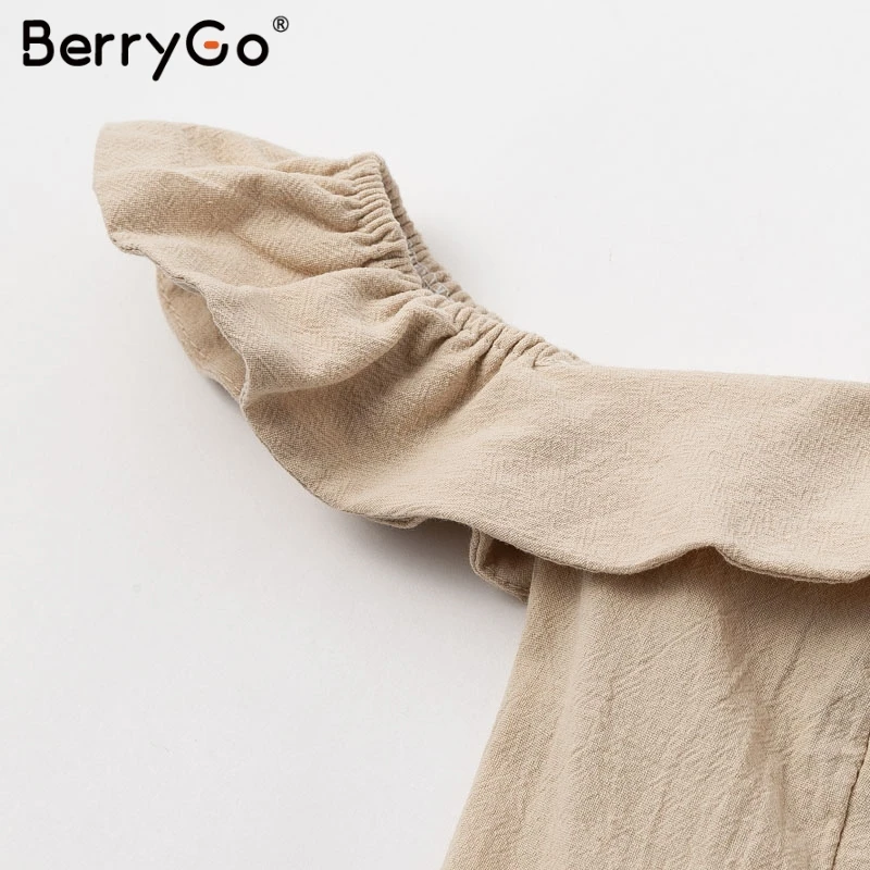 Женское платье с поясом BerryGo вечернее средней длины высокой талией и на
